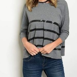 Charcoal with Sequins Top